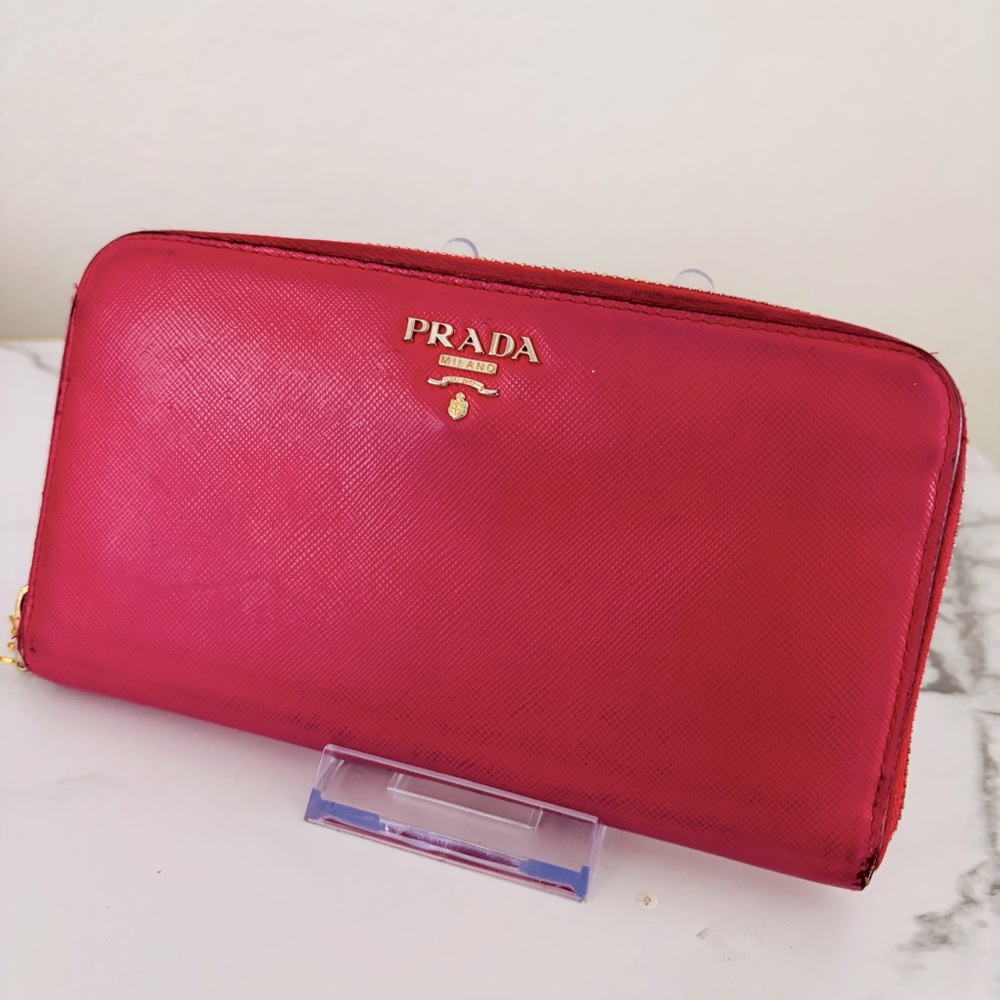 Prada Hot Pink Long Zipper Wallet